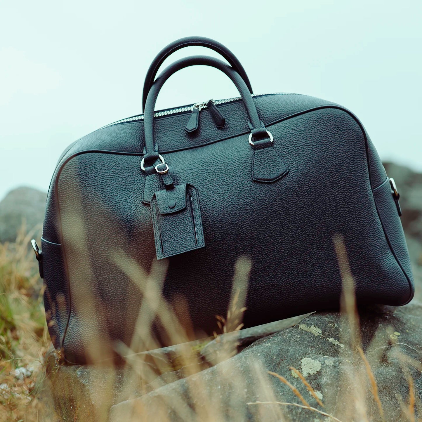 Weekend Bomber Bag ~ Black Leather