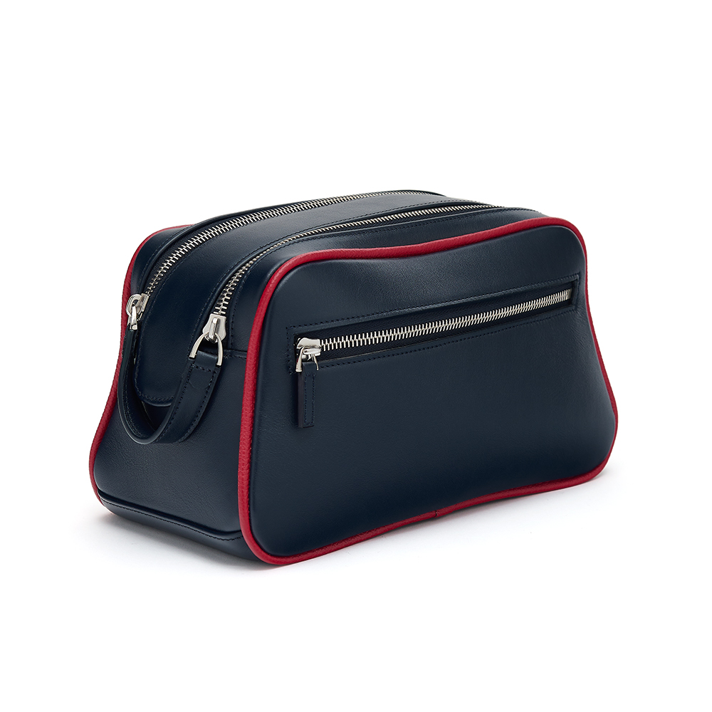Cromwell Washbag ~ Navy & Red Lining