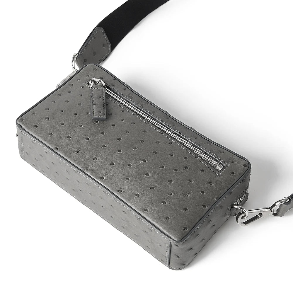 The Andy Crossbody Bag ~ Grey Ostrich