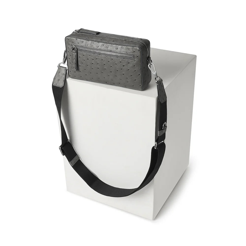The Andy Crossbody Bag ~ Grey Ostrich