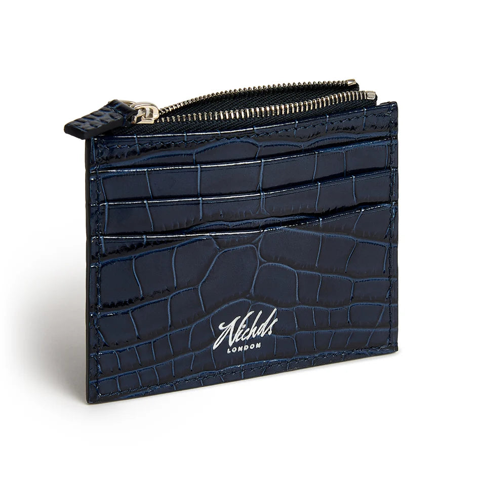Zipped Credit Card Wallet ~ Black Croc