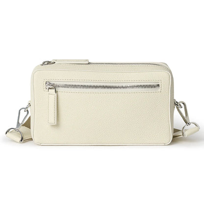 Cream-colored crossbody bag on a white background