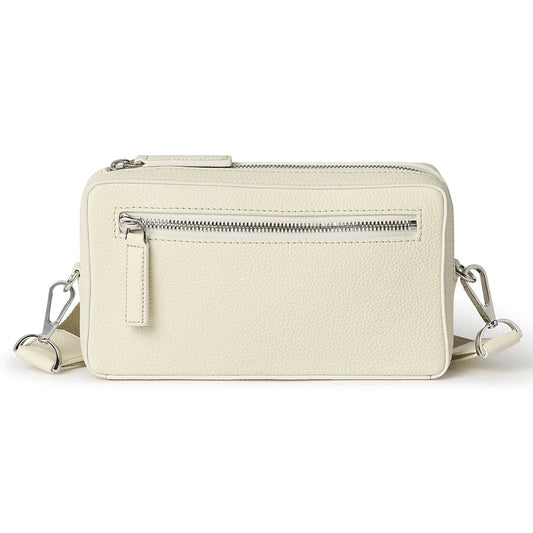 Cream-colored crossbody bag on a white background