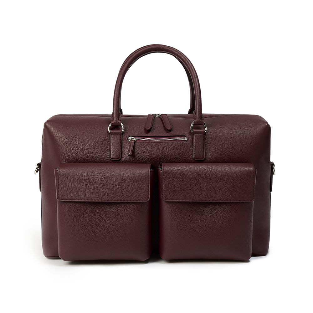Jammer holdall in burgundy Italian Elba Matte Hide calfskin, handmade in London