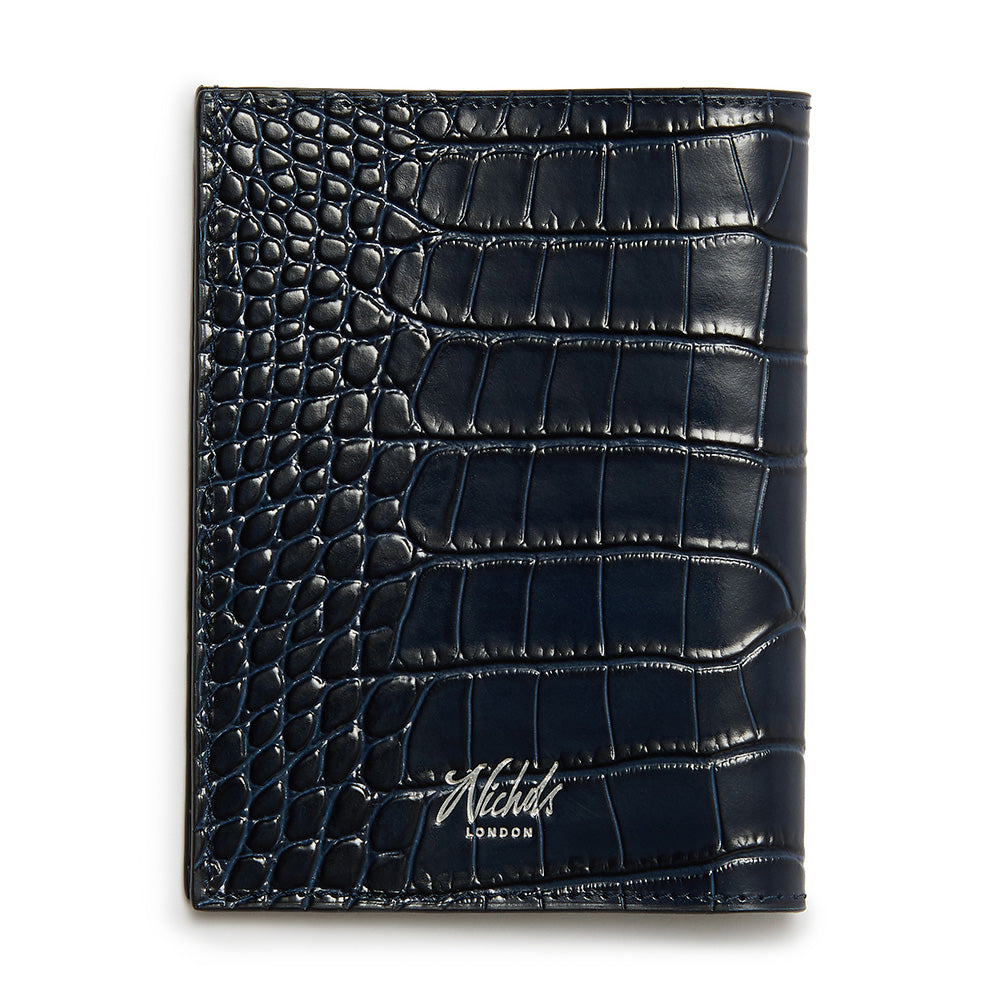 Passport Cover ~ Navy Embossed Croc