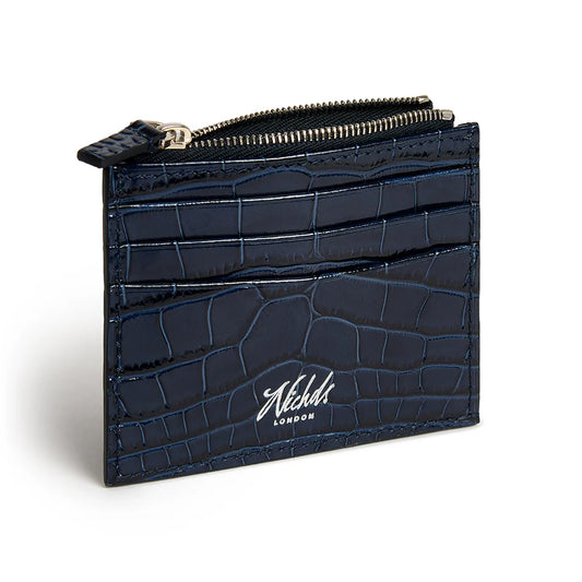 Zipped Credit Card Wallet ~ Black Croc