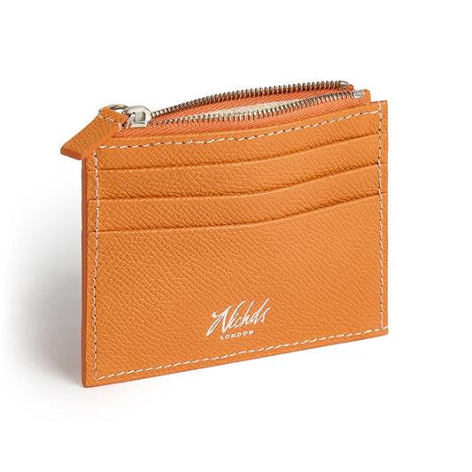Zipped Credit Card Wallet ~ Orange Epsom